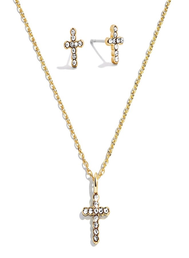 BaubleBar Cross Jewelry Gift Set, Necklace & Earrings Set, Fashion Jewelry for Women, Wrapped in a Gift Box, Perfect for Birthday, Christmas, Valentine's Day - Image 1